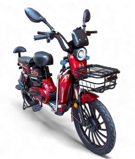 صورة دراجة كهربائية 60 فولت بمقعدين وسلة أمامية من الوكيل تويز بكفرات مقاس 20